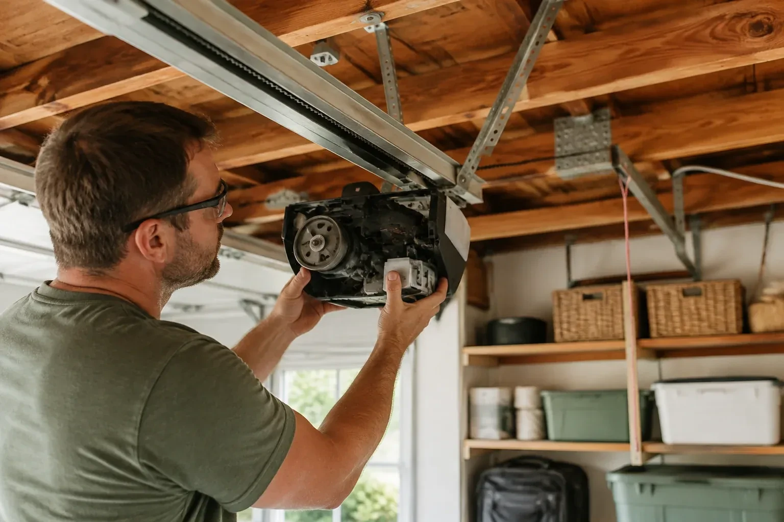 Illustrative garage doors scene; not an actual job — Belt-Drive Opener Repair, Oshawa